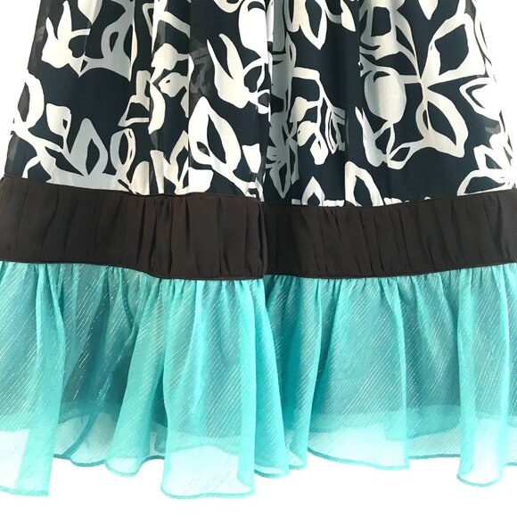 Max Cleo dress women size M mini tiered frill teal brown holiday Christmas Y2K - Picture 6 of 10